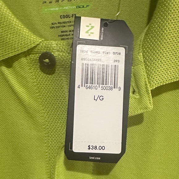 Izod Men's Bright Lime Polo Shirt - Picture 5 of 7